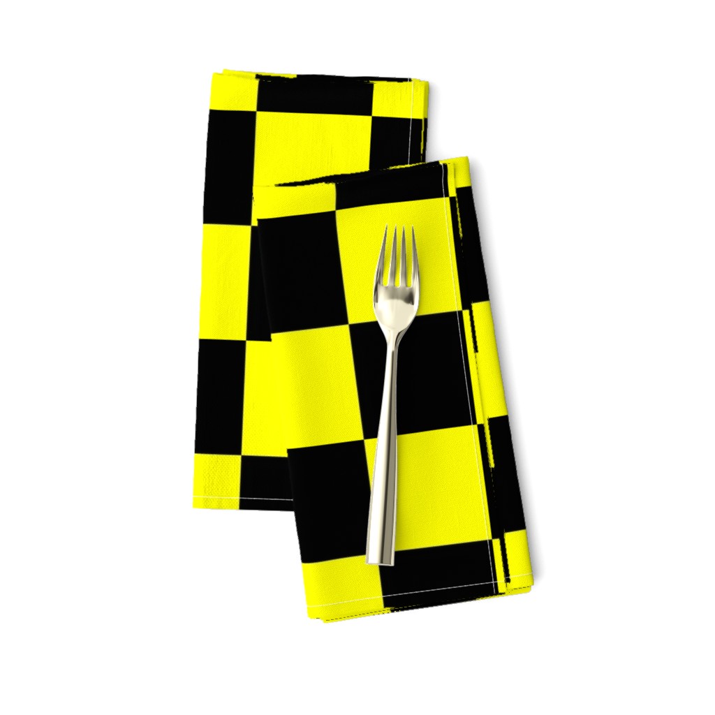 Bright Fluorescent Yellow Neon & Black Checked Checkerboard