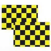 Bright Fluorescent Yellow Neon & Black Checked Checkerboard