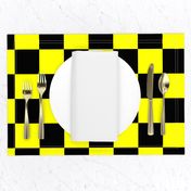 Bright Fluorescent Yellow Neon & Black Checked Checkerboard