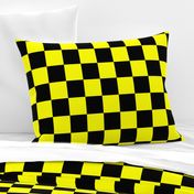 Bright Fluorescent Yellow Neon & Black Checked Checkerboard