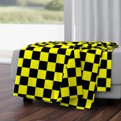 Bright Fluorescent Yellow Neon & Black Checked Checkerboard