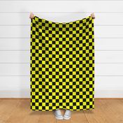 Bright Fluorescent Yellow Neon & Black Checked Checkerboard