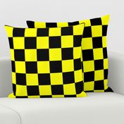 Bright Fluorescent Yellow Neon & Black Checked Checkerboard