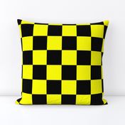 Bright Fluorescent Yellow Neon & Black Checked Checkerboard