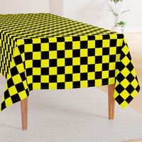 Bright Fluorescent Yellow Neon & Black Checked Checkerboard