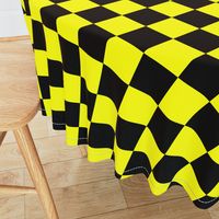 Bright Fluorescent Yellow Neon & Black Checked Checkerboard