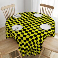 Bright Fluorescent Yellow Neon & Black Checked Checkerboard