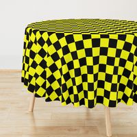 Bright Fluorescent Yellow Neon & Black Checked Checkerboard