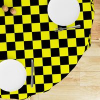 Bright Fluorescent Yellow Neon & Black Checked Checkerboard