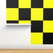 Bright Fluorescent Yellow Neon & Black Checked Checkerboard