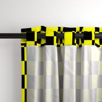 Bright Fluorescent Yellow Neon & Black Checked Checkerboard