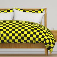 Bright Fluorescent Yellow Neon & Black Checked Checkerboard