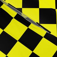 Bright Fluorescent Yellow Neon & Black Checked Checkerboard