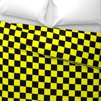 Bright Fluorescent Yellow Neon & Black Checked Checkerboard