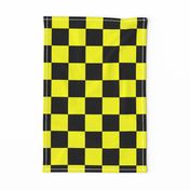 Bright Fluorescent Yellow Neon & Black Checked Checkerboard