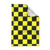 Bright Fluorescent Yellow Neon & Black Checked Checkerboard