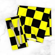 Bright Fluorescent Yellow Neon & Black Checked Checkerboard