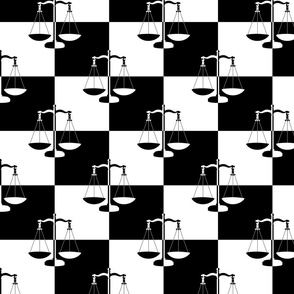 Black and White Checkerboard Scales of Justice Legal Pattern