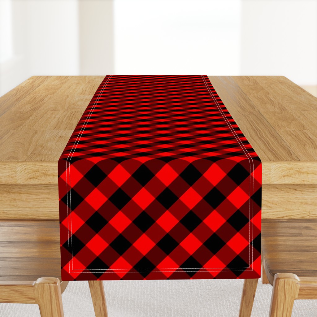 Diagonal Red and Black Buffalo Check Plaid Tartan