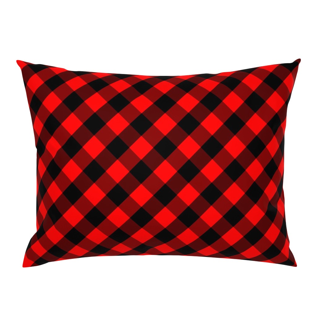 Diagonal Red and Black Buffalo Check Plaid Tartan