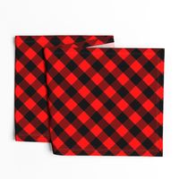 Diagonal Red and Black Buffalo Check Plaid Tartan