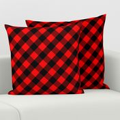 Diagonal Red and Black Buffalo Check Plaid Tartan