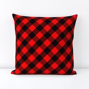 Diagonal Red and Black Buffalo Check Plaid Tartan