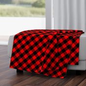 Diagonal Red and Black Buffalo Check Plaid Tartan