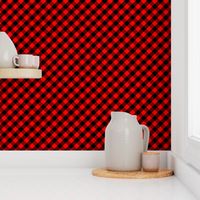 Diagonal Red and Black Buffalo Check Plaid Tartan