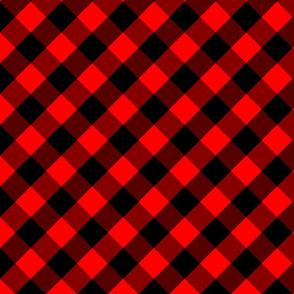 Diagonal Red and Black Buffalo Check Plaid Tartan