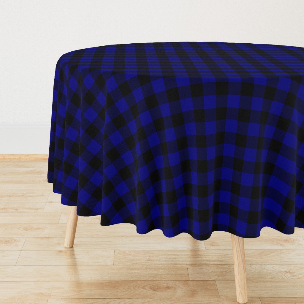 Navy Blue Buffalo Check Tartan Plaid Blue and Black