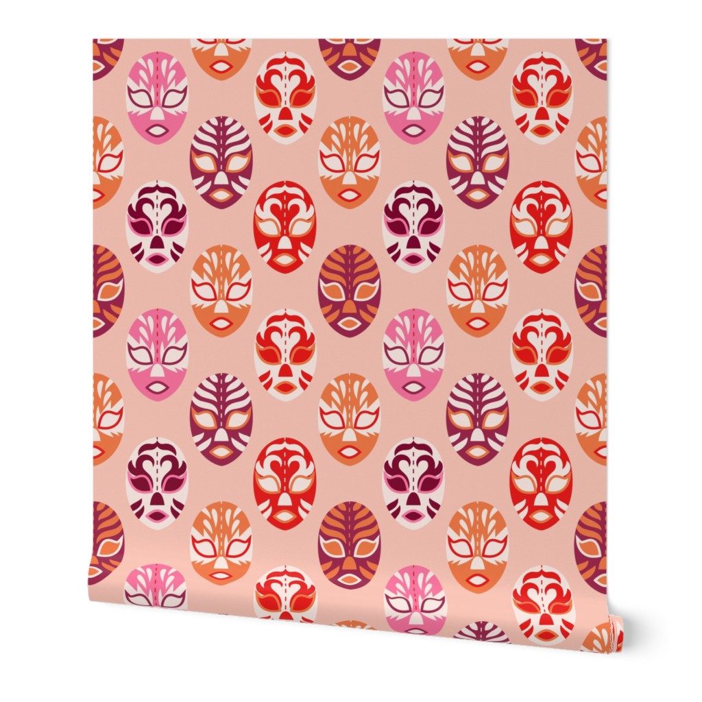 Pink Lucha Libre Mexican Wrestler Mask Pattern