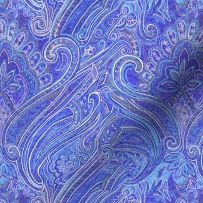 paisley_cobalt blue-cyan Fabric | Spoonflower