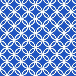 Chinese fretwork, circles, white on blue by Su_G_©SuSchaefer