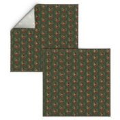 Cats tortoiseshell christmas cat fabric green