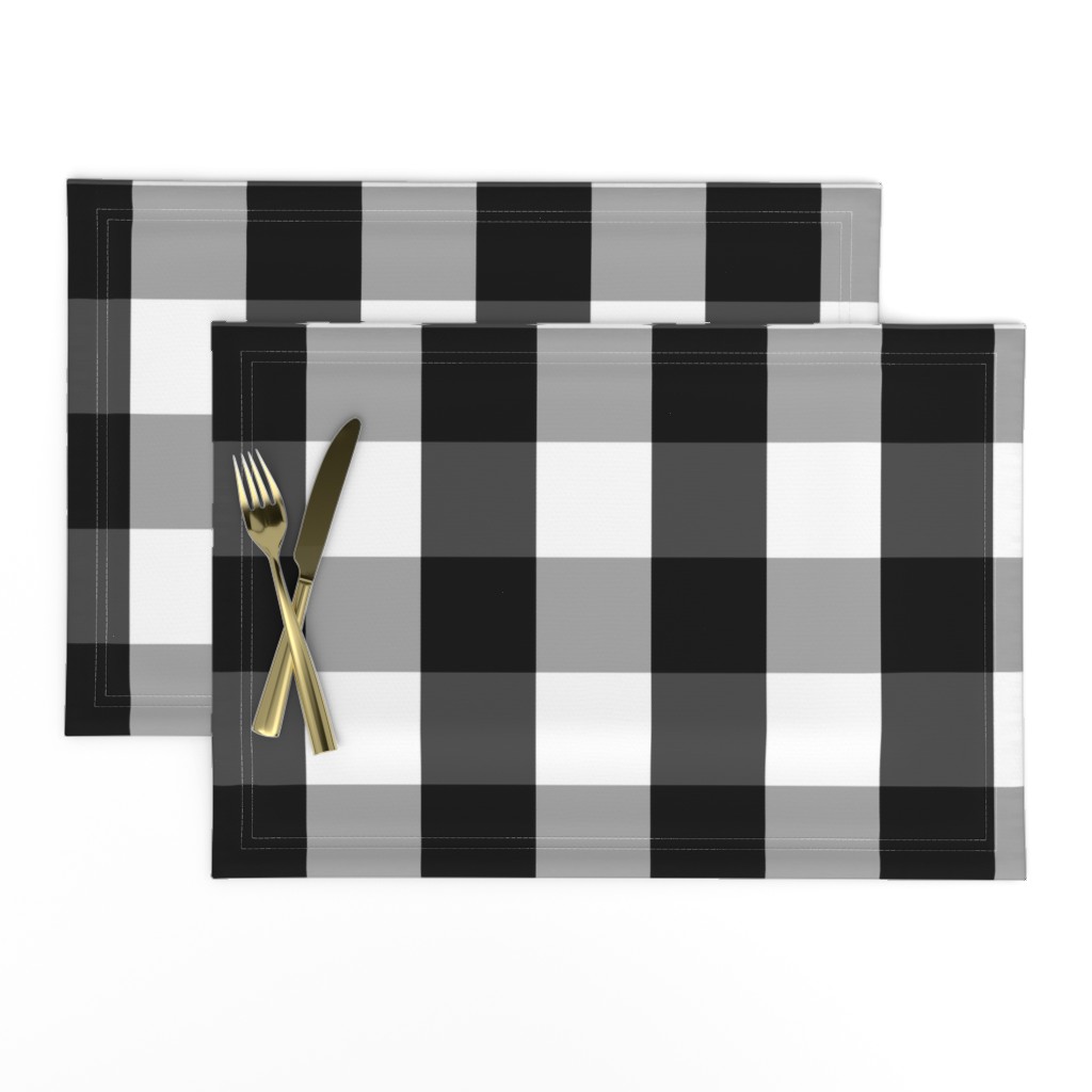 Large Black White Gingham Checked Square Pattern