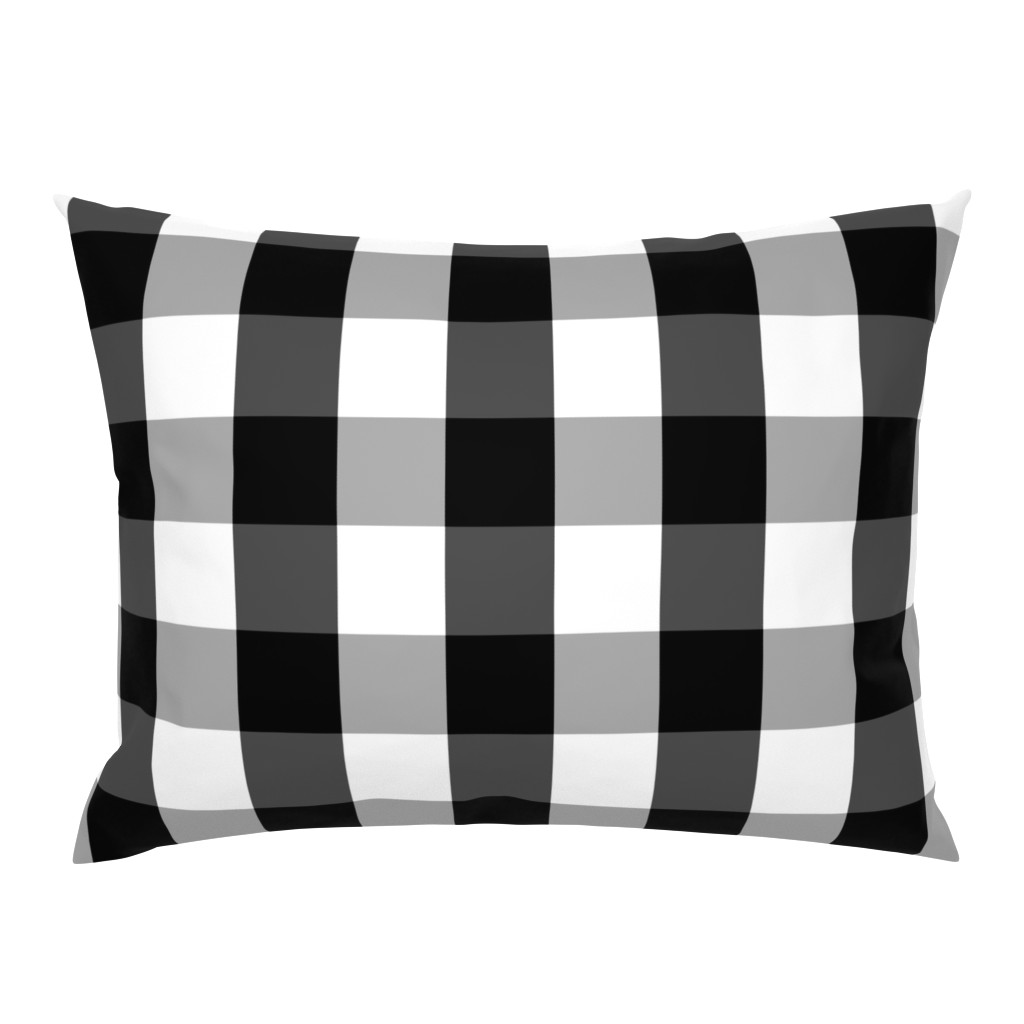 Large Black White Gingham Checked Square Pattern