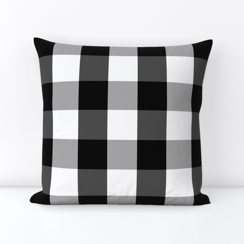 Large Black White Gingham Checked Square Pattern