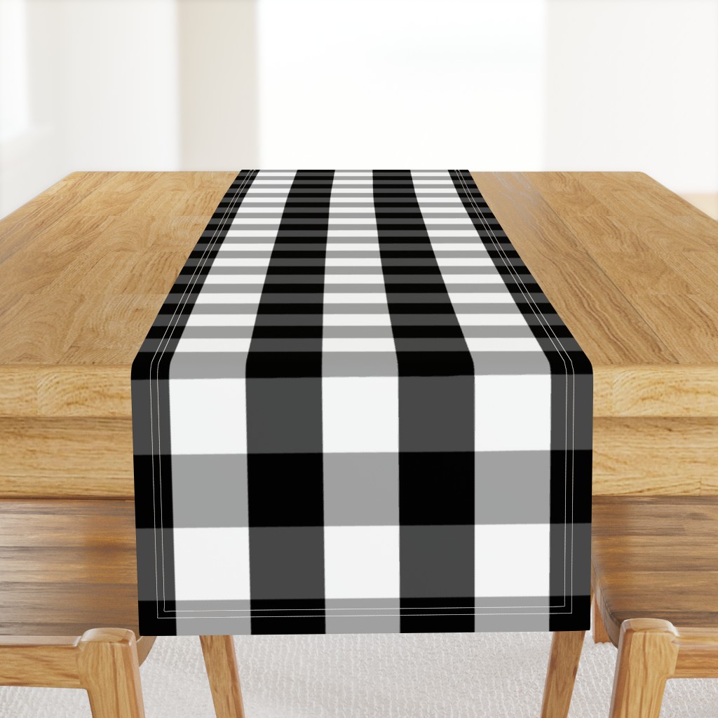 Large Black White Gingham Checked Square Pattern