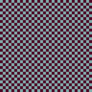 JP8 - Small -  Checkerboard of Quarter Inch Squares in Burgundy and Pastel Teal