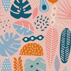 Tropical pattern in retro pink