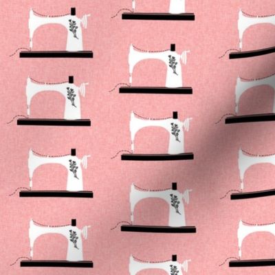 sewing machine crafting seamstress retro fabric pink