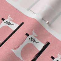 sewing machine crafting seamstress retro fabric pink