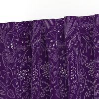 Botanical Doodles--white on purple, large