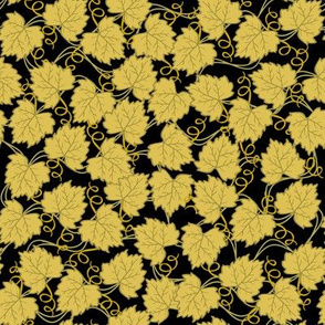 Grape Leaf Pattern Gold Black