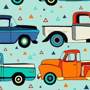 Summer Vintage Trucks With Triangles - Big