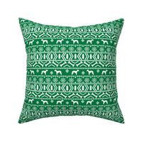 bedlington terrier fair isle christmas  silhouette dog fabric bright green