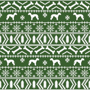 bedlington terrier fair isle christmas  silhouette dog fabric green