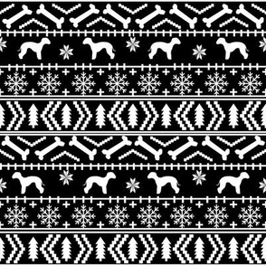 bedlington terrier fair isle christmas  silhouette dog fabric black