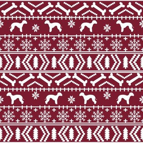 bedlington terrier fair isle christmas  silhouette dog fabric ruby